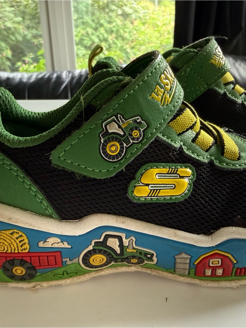 Skechers Kids Black, Green & Yellow Tractor Light-Up Sneakers
